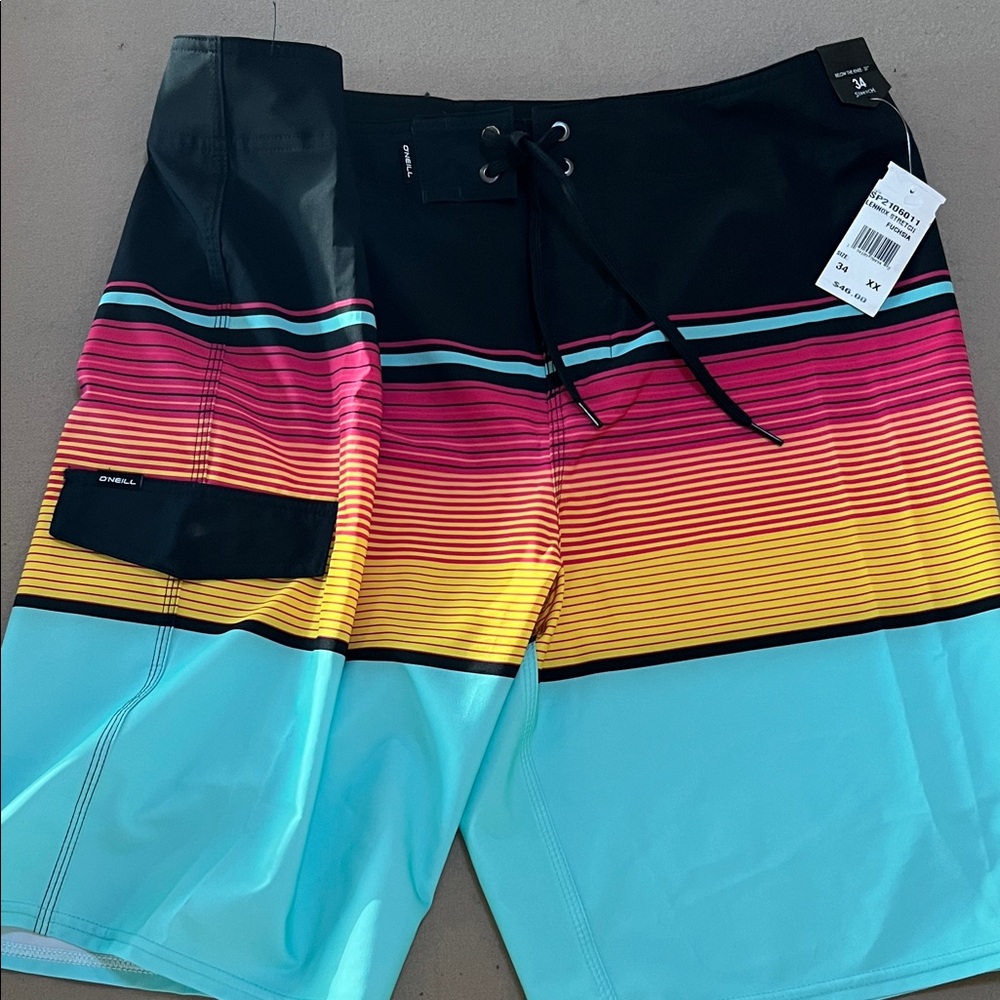 O'Neill Men's Black and Multicolor Board Shorts